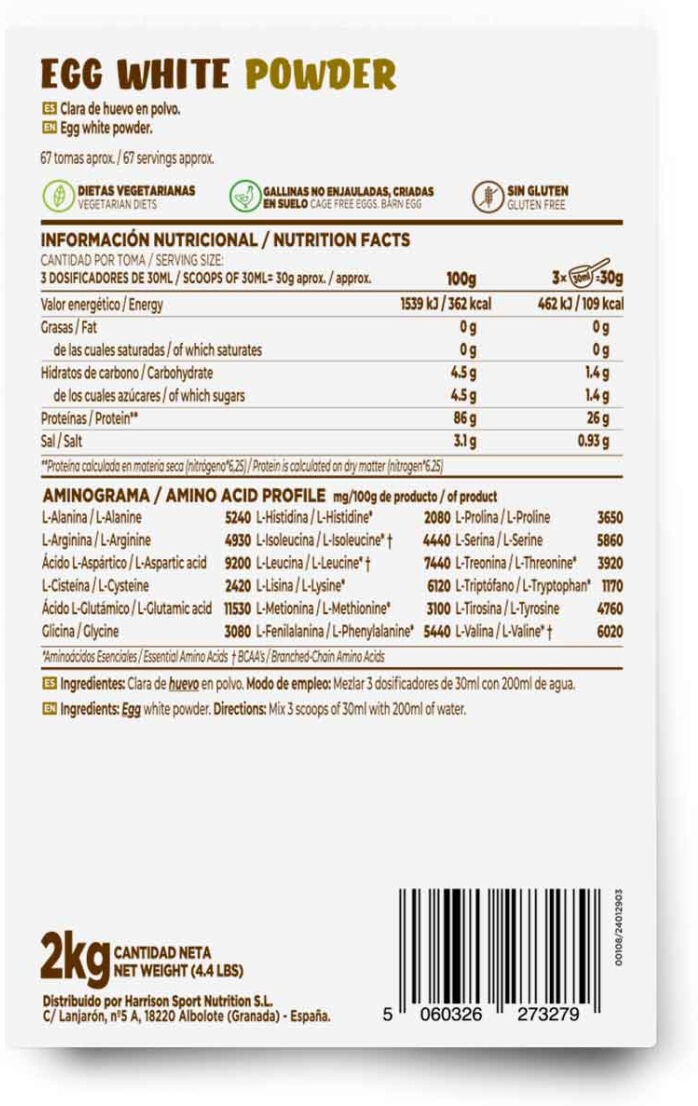 HSN Albúmina de huevo en polvo 2kg - Proteínas de Albúmina de Huevo - Polvo - 67  Servicios