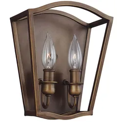 Wandlampe Leuchte Stahl Messing H 24,8 cm Flurleuchte Treppenlampe 2 Flammig