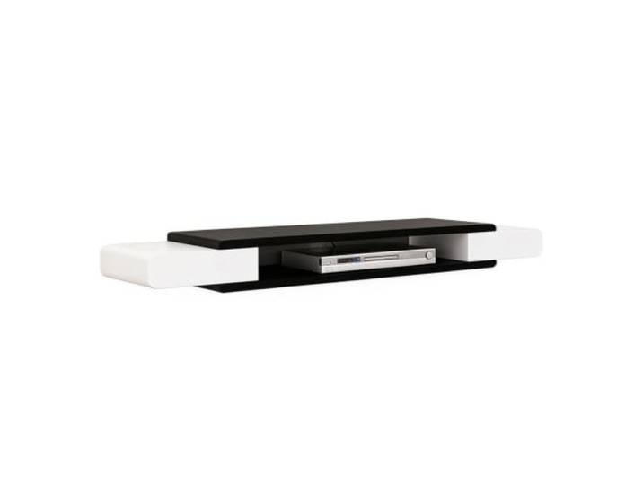 Zxarunas Wandmontiertes schwebendes TV-Regal Schwarz-weißer, schwebender TV-Konsolen-Medienschrank for Aufhängen an der Wand Sehr stabil