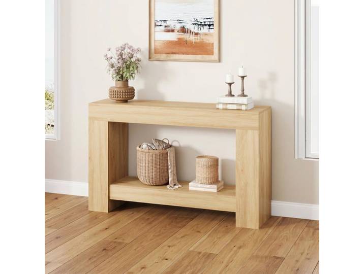 JoyGarden Console d'entrée style ferme 2 niveaux – Table longue en bois naturel avec rangement – 1 2 mètre couleur bois