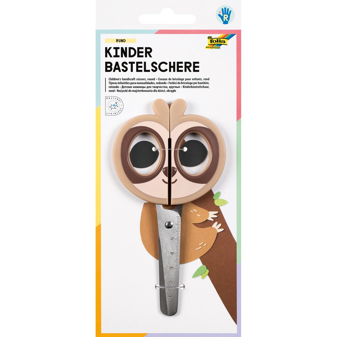 folia Kinderschere SLOTH braun 16,0 cm