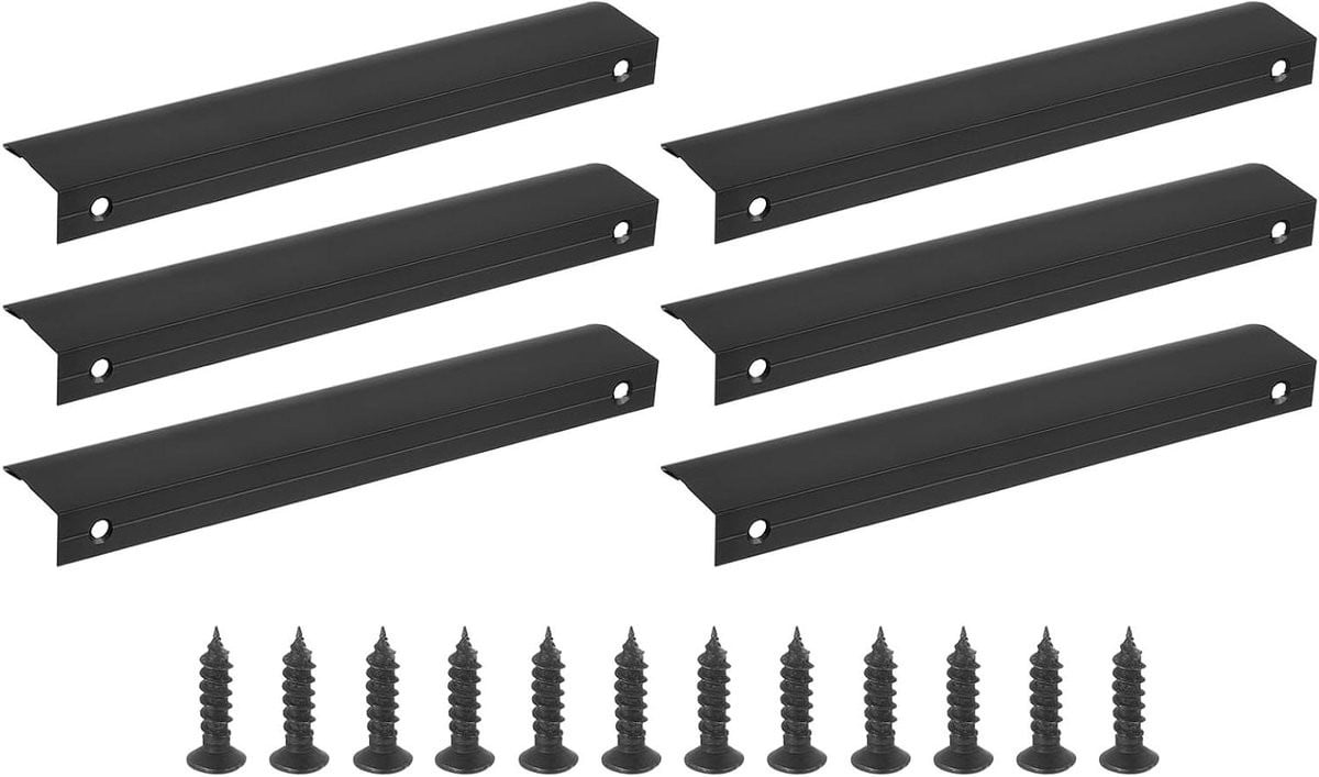 Verborgen Kastgrepen Randtrekkers voor Meubels in Zwart Aluminiumlegering - 200 mm
