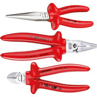 VDE-Zangensatz mit Tauchisolierung 160 mm, 3-teilig, Zangen-Set rot, (VDE 8314-160)