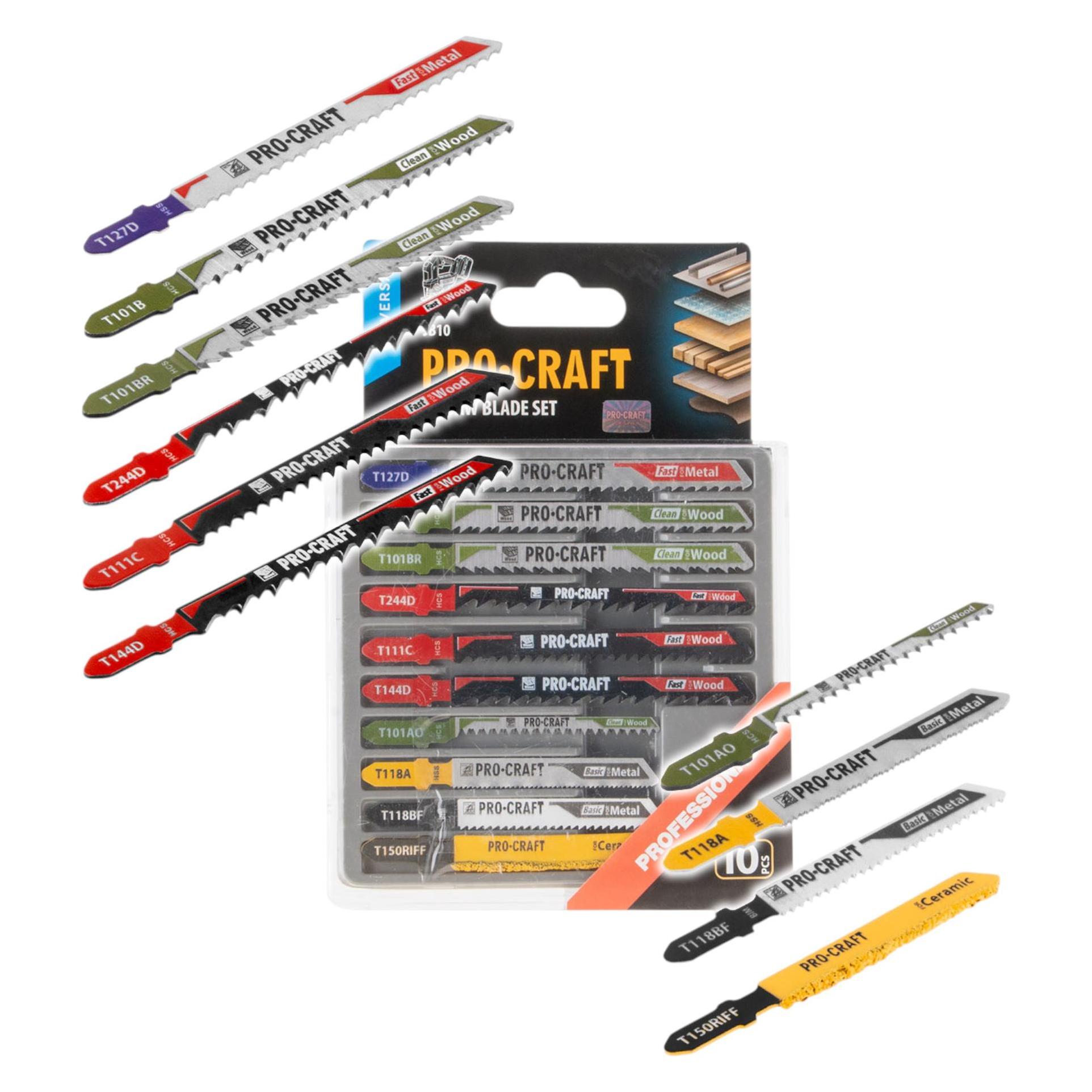 Procraft JB11 Stichsägeblatt Set 10 tlg. 1 - 50 mm für Holz und Metall (JB11)