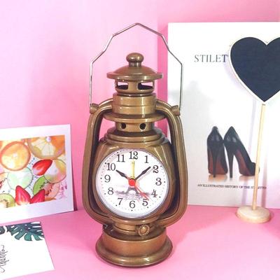 Inspired Deals Vintage Oil Lamp Style Retro Table Clock Decorative Alarm Clock For Home & Office bronze