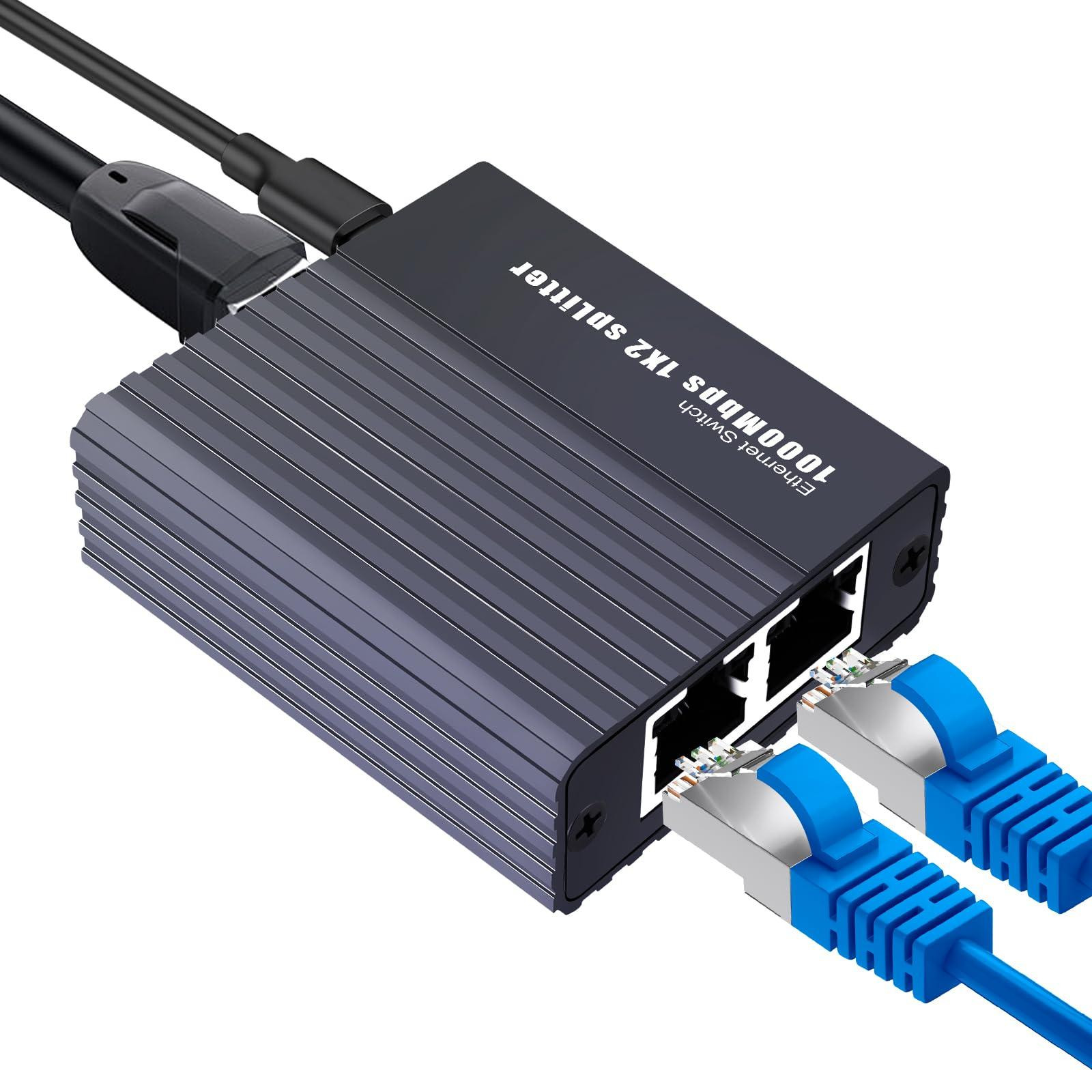 Selius LAN-Splitter 1 naar 2 Ethernet-splitter met 2 poorten, 1000 Mbps