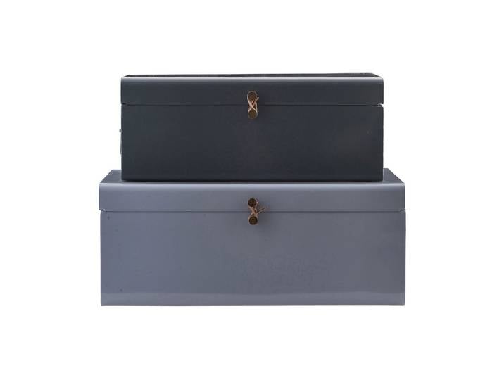 Boîtes en fer bleu, lot de 2, utilitaires, rectangulaires - House