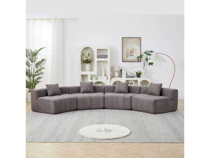 Module canapé chenille incurvé à 2 coussins – demi-cercle symétrique pour salon chambre bureau détente
