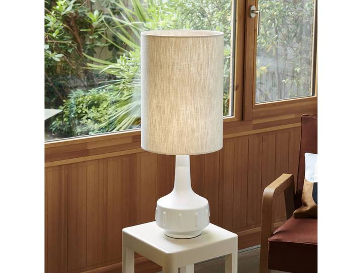 Jimmy Tischlampe, weiß/beige, Höhe 83 cm - MARKET SET - Wohnzimmer - Keramik - Mit Schirm