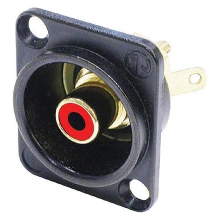Neutrik - Cinch (Rca) Buchse Im Schwarz-Verchromtem D-Gehäuse Mit Roter Isolierscheibe (NF2DB-2)