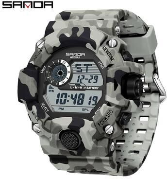 DynamicDeals Waterproof Luminous Electronic Watch, Students Digital Watches, Fashion Military Multifunctional Date Alarm Clock grey White