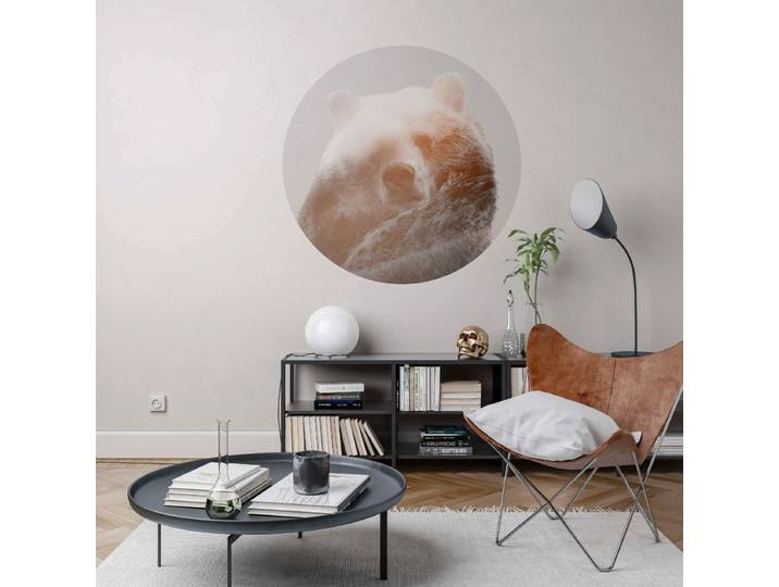 Fotobehang - Bearava 125x125cm - Rond - Vliesbehang - Zelfklevend