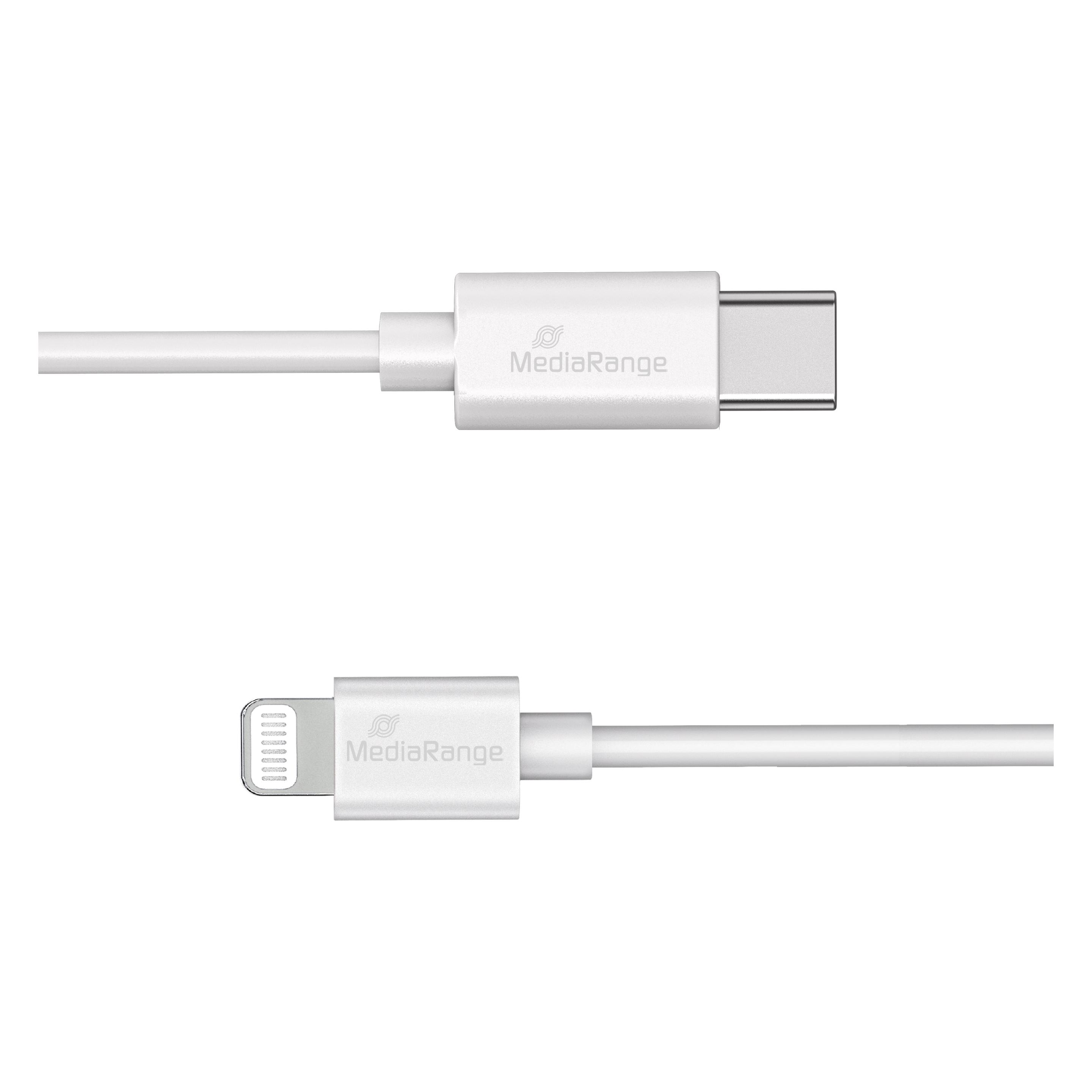 MediaRange Lade- u. Datenkabel USB-C auf Lightning (1 m, USB 2.0, 30 W) (MRCS215)