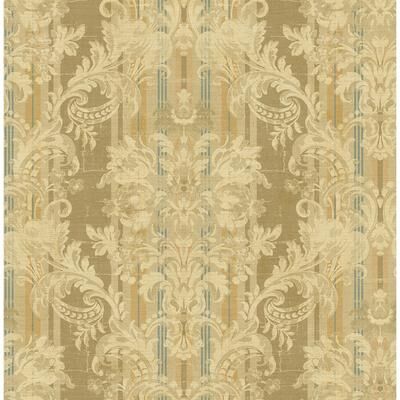 Seabrook Designs Enora Striped Damask Unpasted Wallpaper