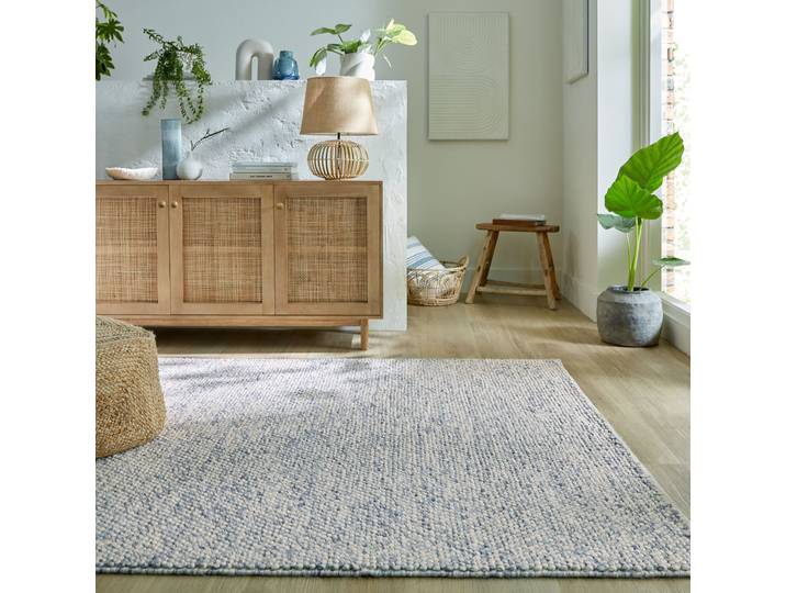 Kurzflorteppich Minerals Blau/Blau 120 x 170cm Webstoff/Wolle
