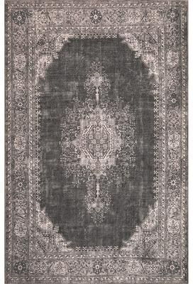 Domani Grove Machine Washable Distressed Grey Medallion Area Rug