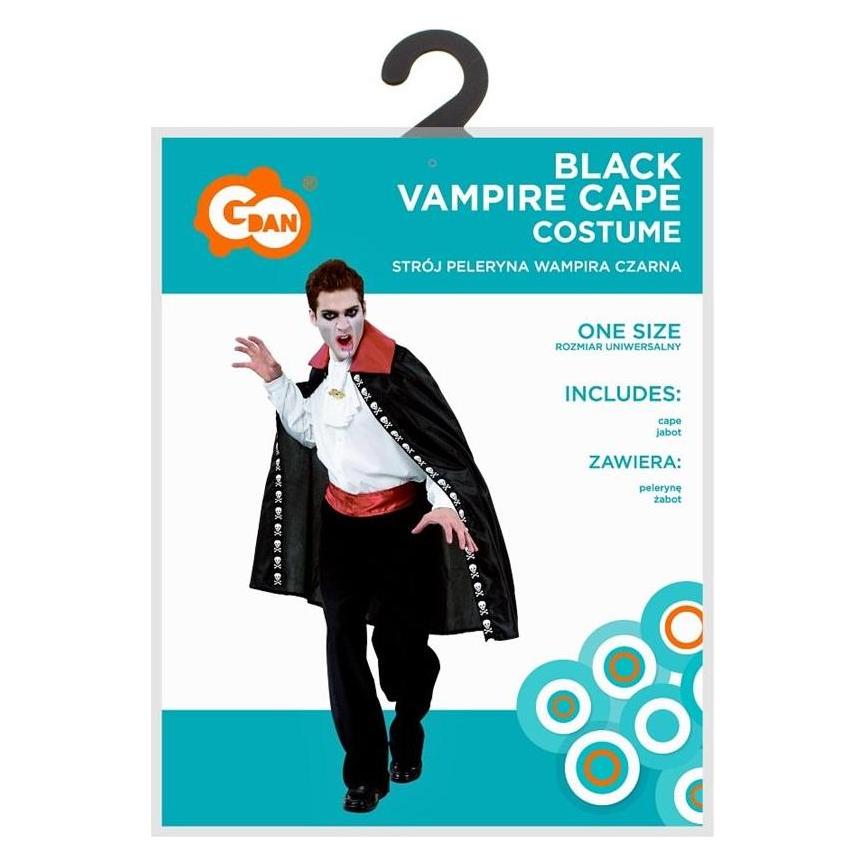 GoDan Schwarzes Vampirumhangkostüm, Universalgrösse (One Size) (58221571)