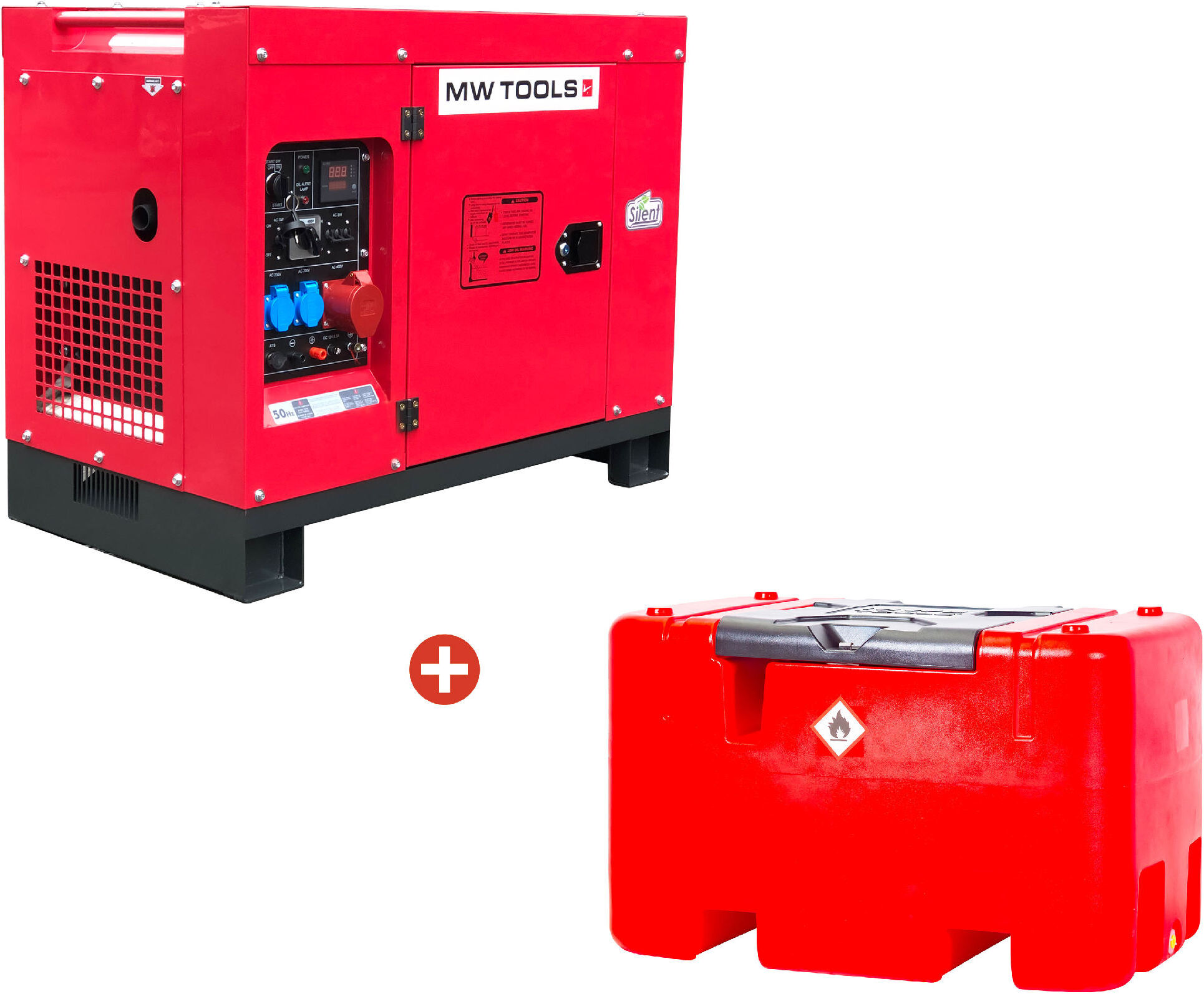 Groupe électrogène diesel 10kW + station de ravitaillement 440L MW Tools DG100EPACK2