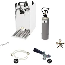 Komplett Set - Zapfanlage, Bierzapfanlage - Kontakt 40 2-leitig Trockenkühler, Durchlaufkühler 50 L/h, Zapfkopf 2:NC Adapter,Zapfkopf:KeyKeg