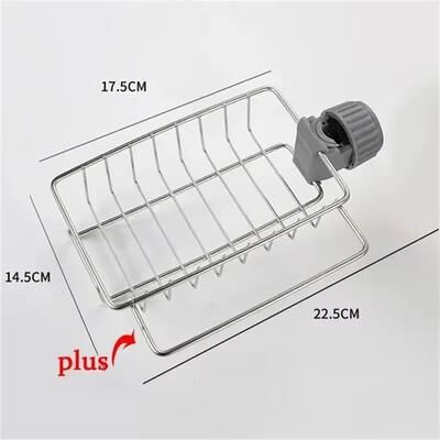 Smart Shopping Spot Stainless Steel Kitchen Sink Drain Rack Multi purpose Soap, Sponge & Towel Holder Organizer For Faucet with Towel Holder