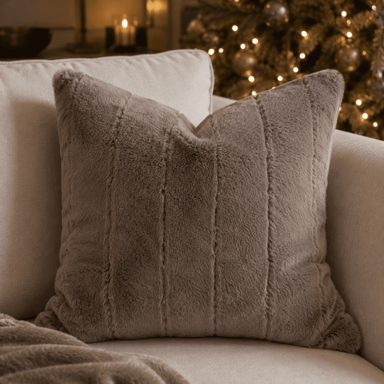 Marlowe Chestnut Faux Fur Cushion Cover - 45x45cm