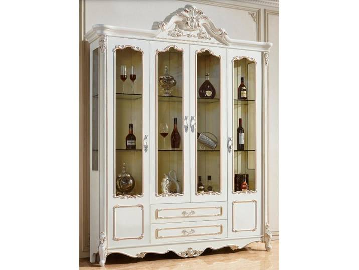 JVmoebel Vitrine Holzvitrine im Barockstil in Weiß für elegantes Wohnen (1-St) Made in Europa