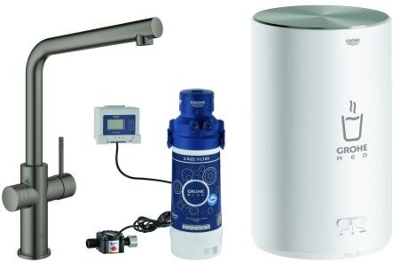 Grohe Red Spültisch-Einhebelmischer 30327AL1 hard graphite gebürstet, M-Size, mit Boiler