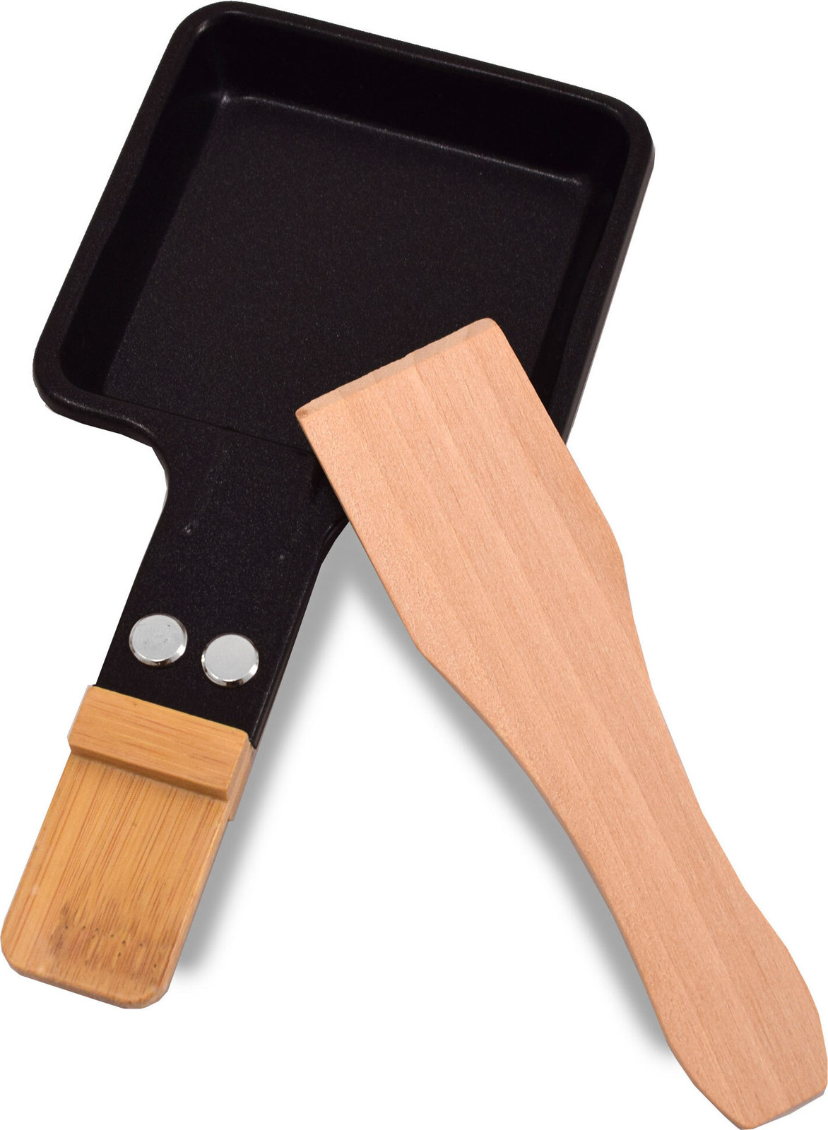 Syntrox Germany Universeel vierkant grillpannetje voor raclette met bamboe handvat