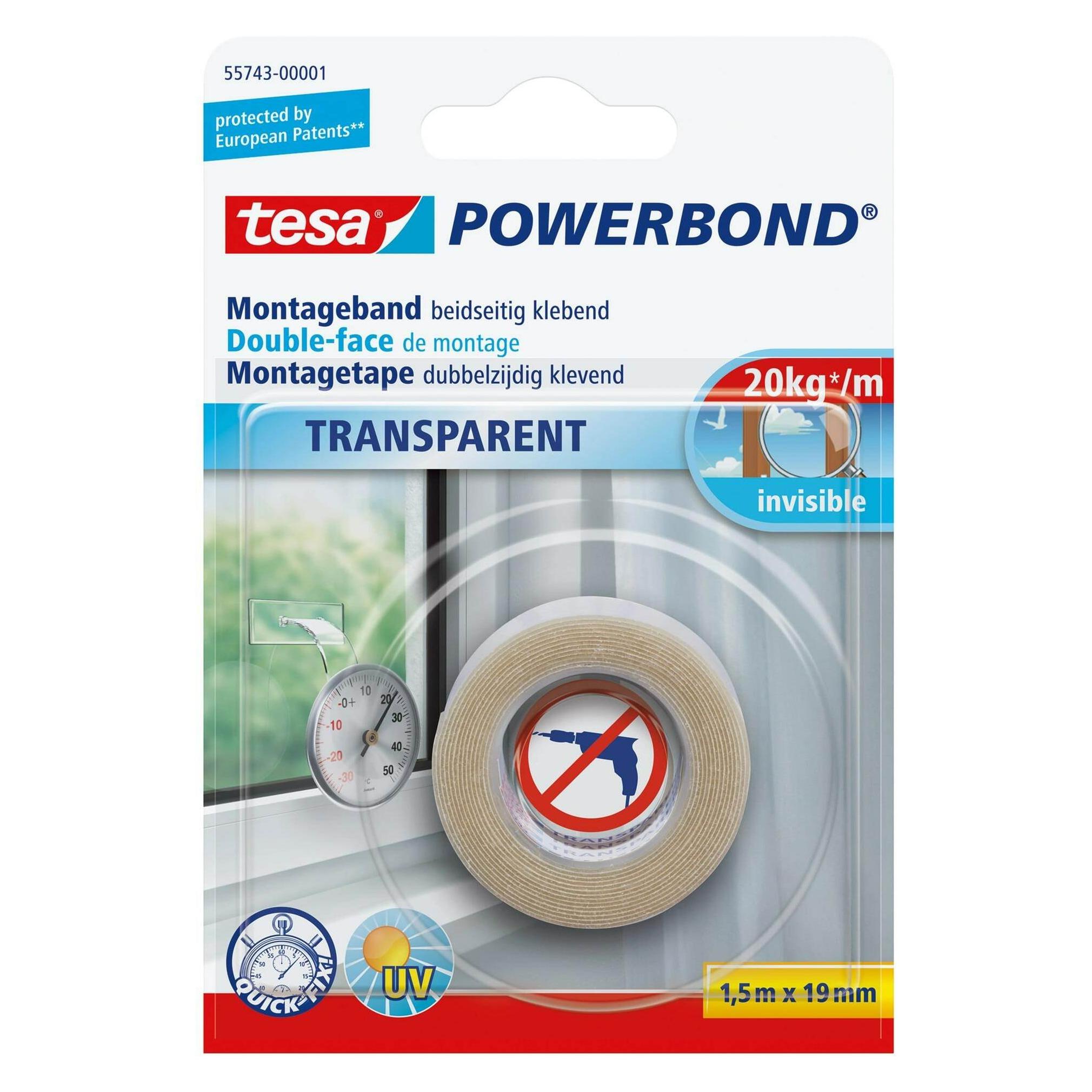 tesa Powerbond TRANSPARENT doppelseitiges Montageband (19 mm) (55743-00001-20)