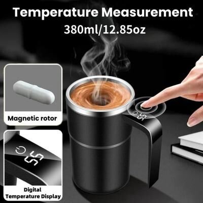 Uplifted Goods Self Stirring Coffee Mug With USB Rechargeable Magnetic Mixer white
