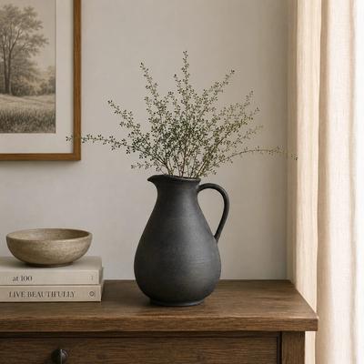 "Artissance Approx.11"" High 7"" Round Charcoal Gray Pitcher"