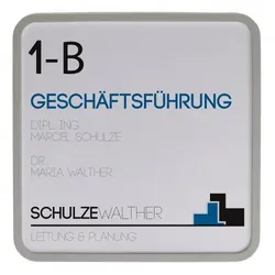 MAXI Türschild hellgrau | 150x150mm | inkl. entspiegelter Abdeckung | Türschild Büro | Büroschild