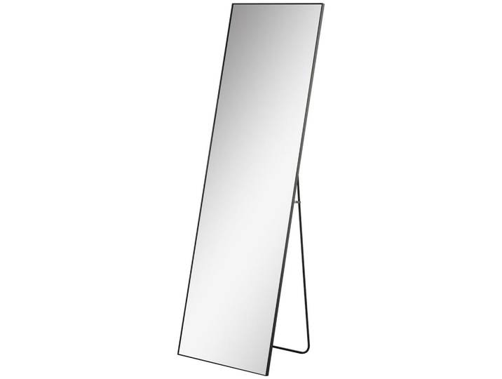 Homcom Ganzkörperspiegel Aluminiumlegierung Glas Schwarz, Metall, 2x161.5x50 cm, Spiegel, Standspiegel