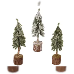 Christmas Decorations 1 Künstlicher Tannenbaum 26cm mit Holzsockel kleiner Deko Christbaum Weihnachtsbaum Dekobaum Weihnachtsdeko & Winterdeko