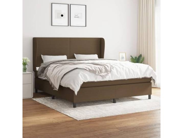 RJPLMFV Komplettes Bett, 160 x 200 cm, Dunkelbraun, mit Lattenrost und Matratze