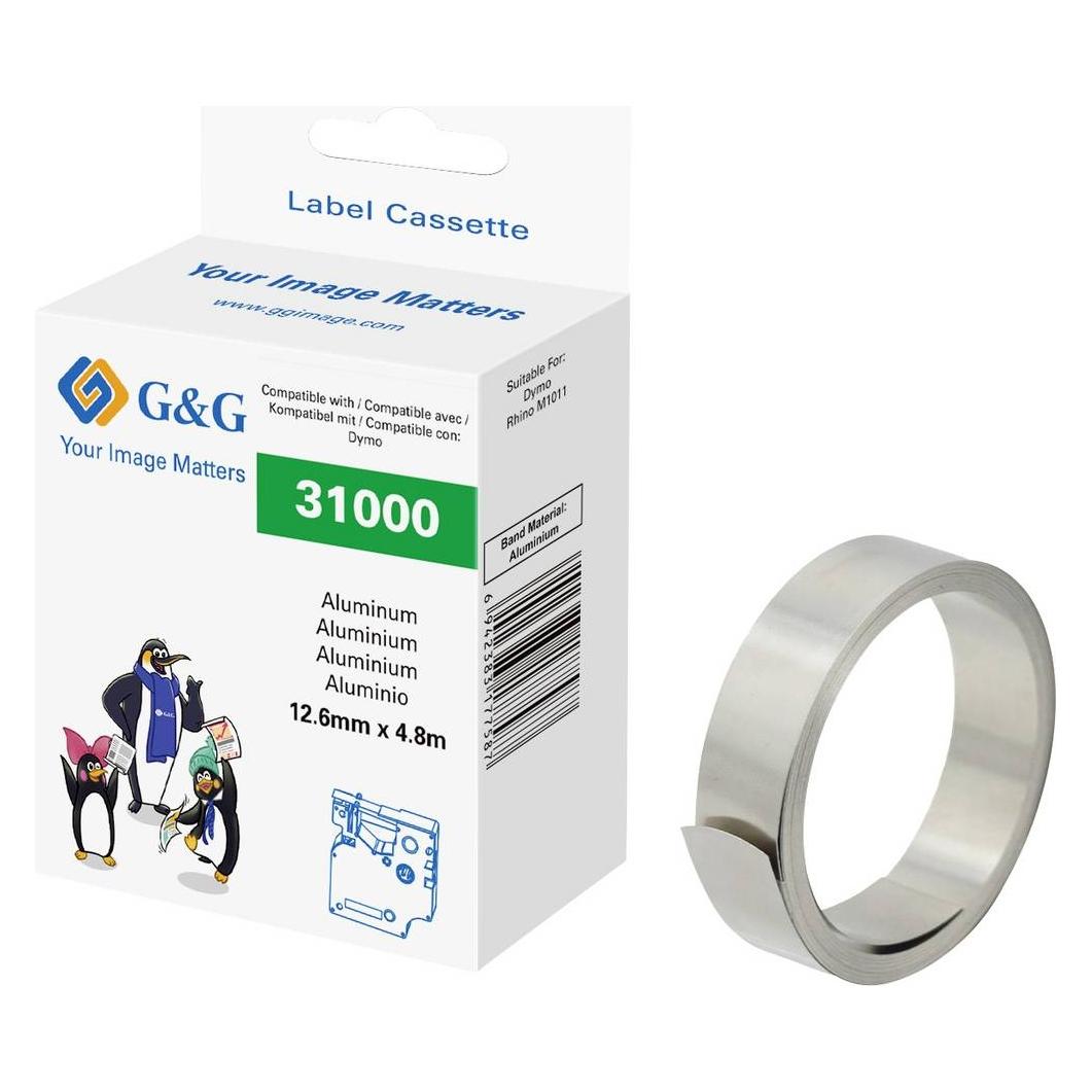 G&G Prägeband, Schriftband Aluminium Bandfarbe: Silber 12.6 mm 4.8 m (1.20 cm, Silber) (RL-D-31000-SI-12.6MM*4.8M)
