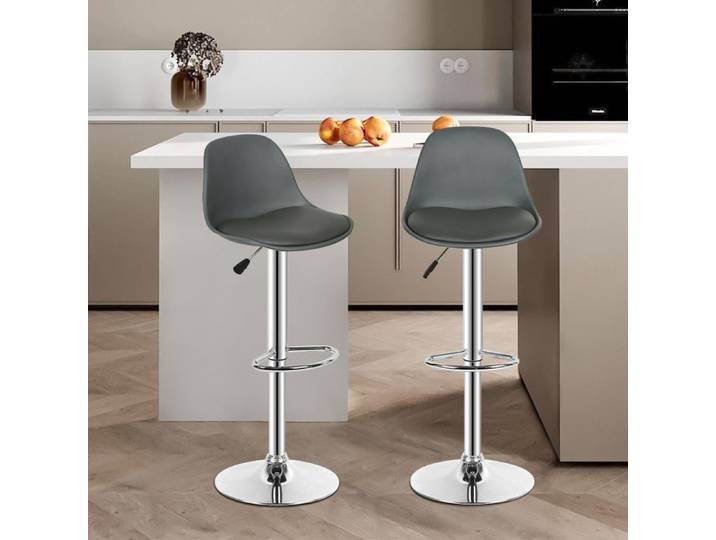 Amiremplie Lot de 2 tabourets de Bar pivotant 360°tabourets de Cuisine Hauteur réglable gris foncé