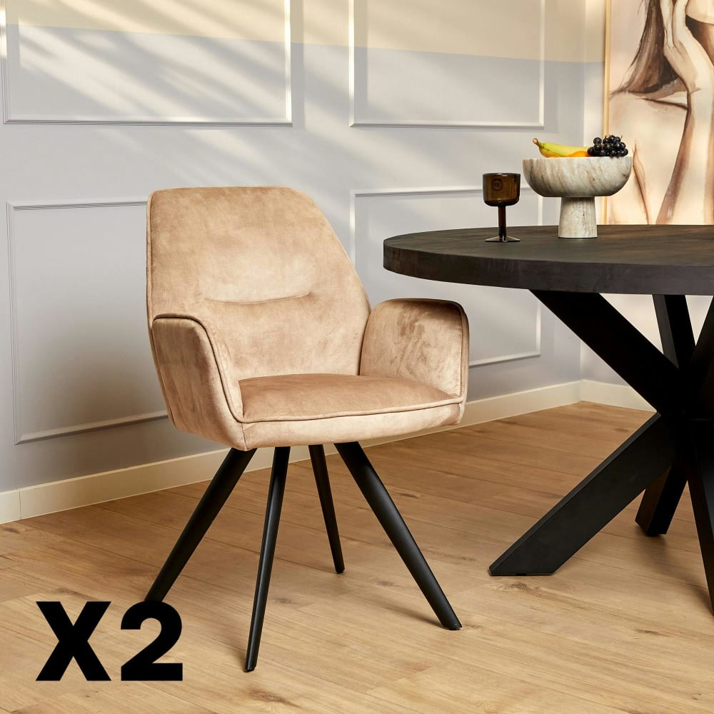 Pier import Fauteuil de table moderne beige (lot de 2) Beige 60x89x65cm