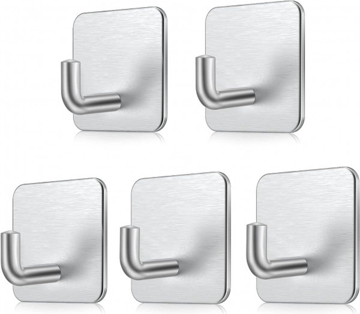 HOMEASY Zelfklevende handdoekhaken - Zilver - 5 stuks
