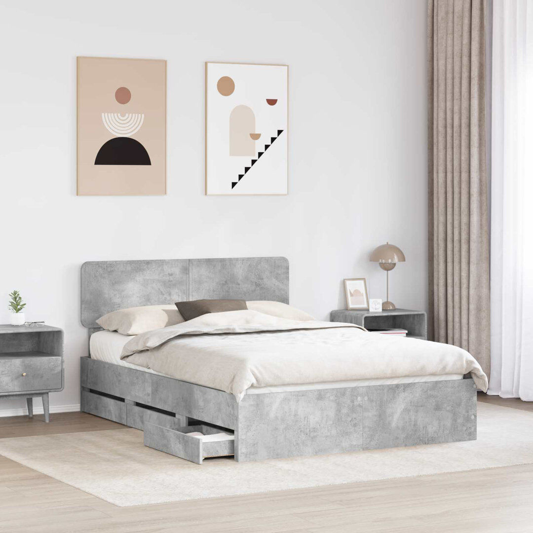 17 Stories Bed Concrete Grey Kingsize (5')