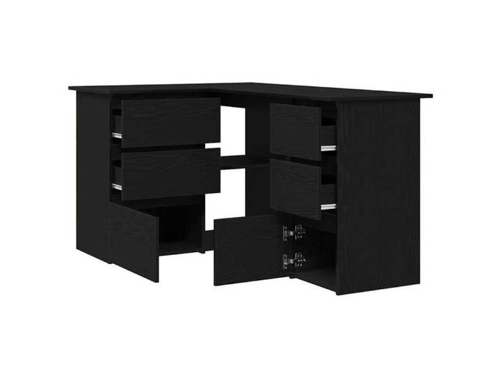 Bureau Informatique - Meuble de Bureau pour Ordinateur - bois d'ingénierie - chêne noir - 2 étagères - bureau compact - 145x100x76 c