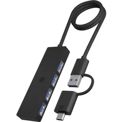 ICY BOX IB-HUB1424-C3, 4-Port USB Type-A Hub, Type-C®/A Anschluss, Kunststoff, schwarz