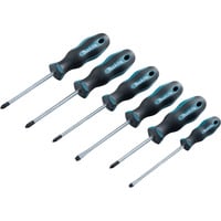 Schraubendreher-Set E-10528, 6-teilig schwarz/blau, Ergonomisch, gummierter Handgriff