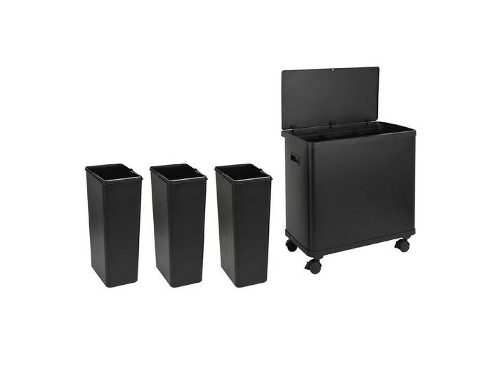 SVITA Mülltrennsystem SR2X30, Sensormülleimer, 2 Innenfächer, 60L, Stahl pulverbeschichtet, Schwarz