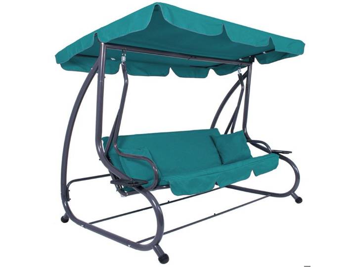 Balancelle de jardin - SPRINGOS - Venise (Hollywood) - 3 places - Toit réglable - Turquoise-vert