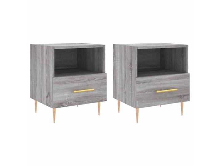 KUTYWEXFM Nachttisch 2er Set Grau Sonoma 40x35x47,5 cm Holzwerkstoff Modernes Nachtschrank Duo mit Schublade und Fach für Schlafzimmer, Metallfüße bieten Stabilität auf 40x35 cm Stellfläche.