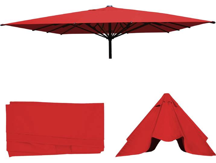 Ersatz-Bezug für Gastronomie Sonnenschirm HWC-D20, Sonnenschirmbezug Ersatzbezug, 5x5m (Ø7,2m) Polyester rot