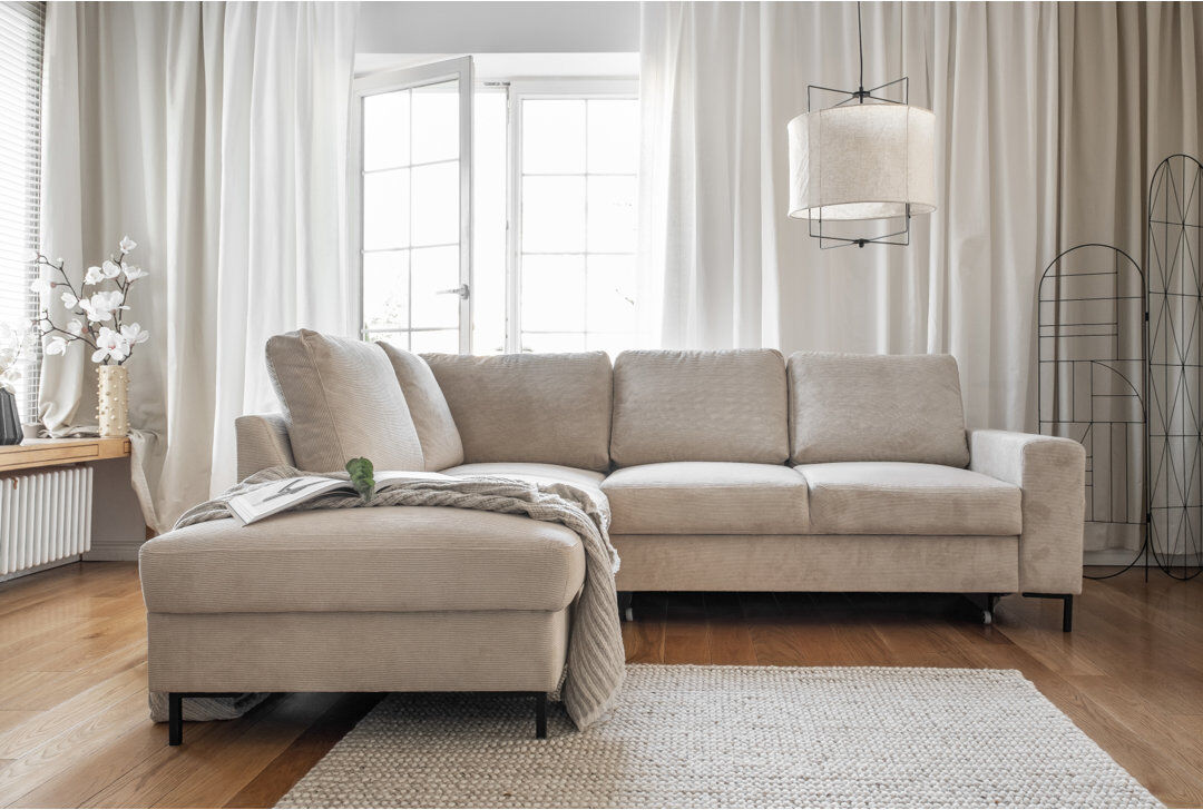MiuForm Lofty Lilly 6 seater Corner Sofa Bed Beige 84cm H X 237cm W X 197cm D