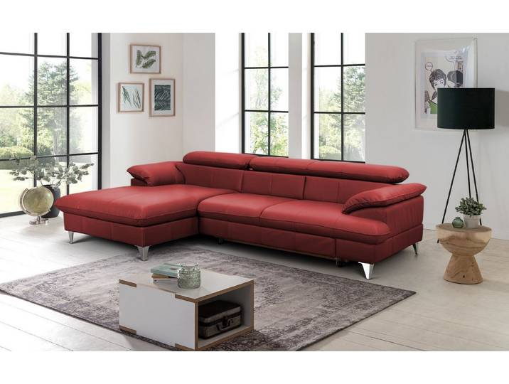COTTA Ecksofa David Echtleder, Echtleder mit Schlaffunktion & Bettkasten