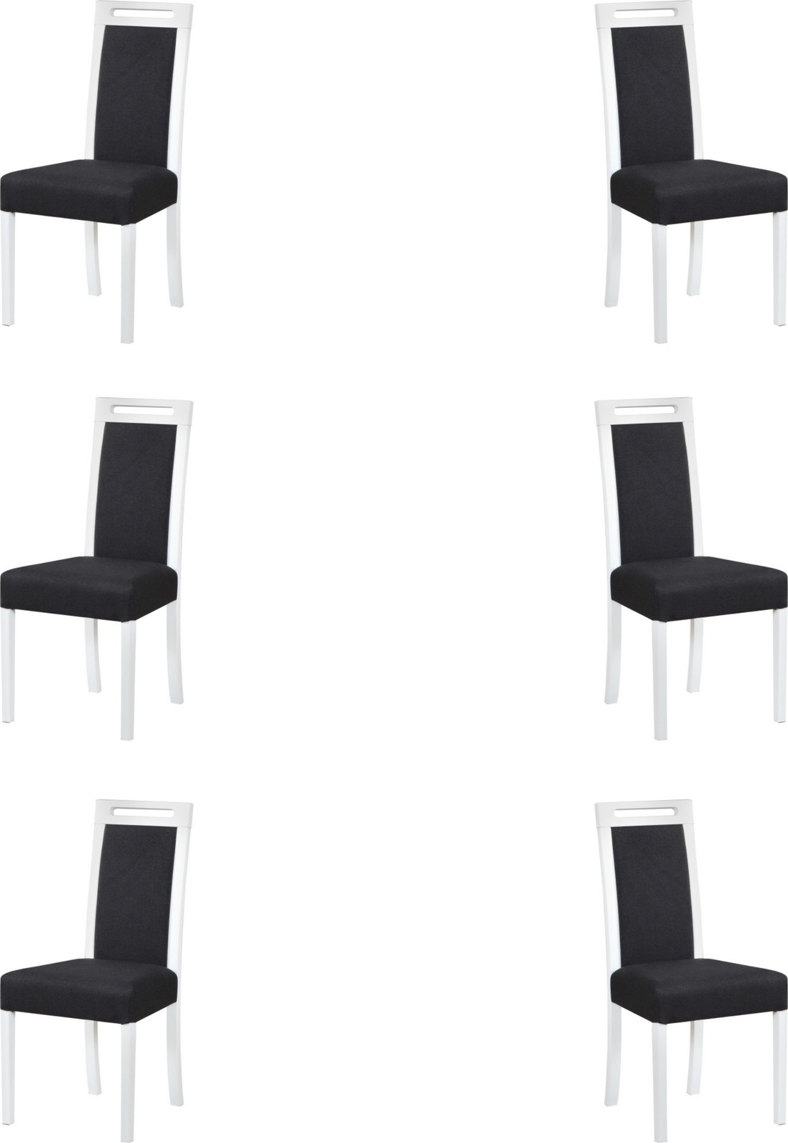 LeafDesign Eetkamerstoel Roma 5, set van 6, massief eikenhout, wit
